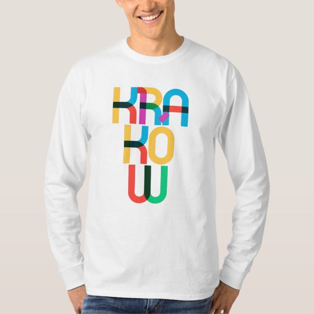 Camiseta Letras de Pop de Polônia de Kraków (Frente)