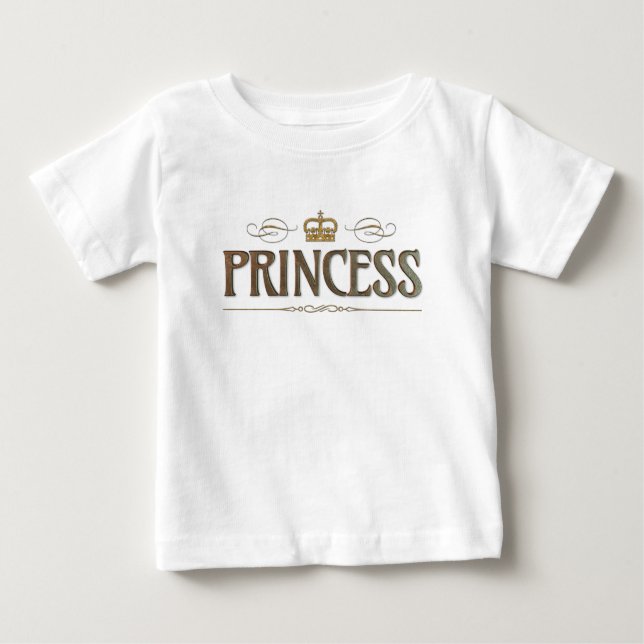 Camiseta Letras de Princesa - Grande Coroa Real Medieval (Frente)