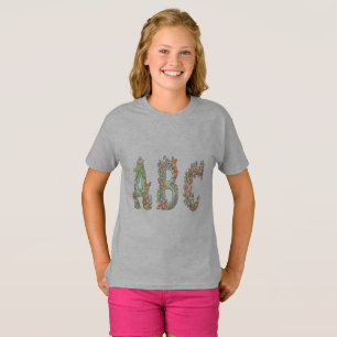 Camiseta Letras do ABC Florestal Caprichosas com Animais Fo