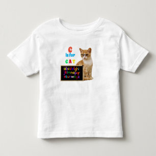 Camiseta Letras do Alfabeto Ortografia C é para Gato