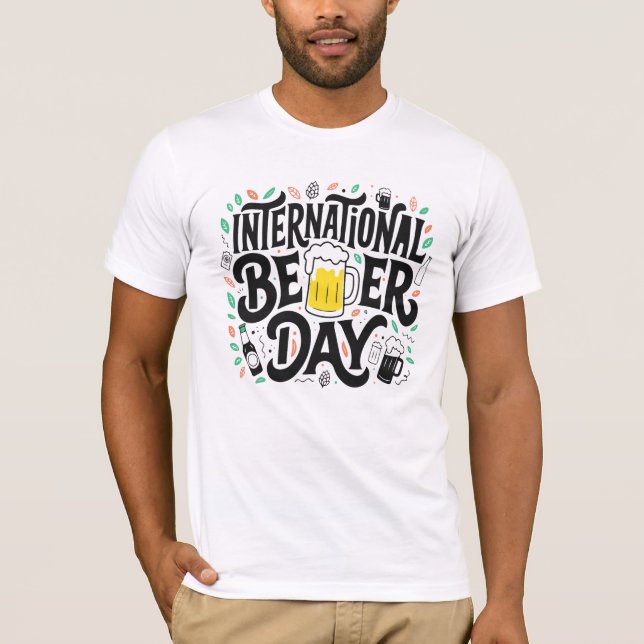 Camiseta Letras do Dia da Cerveja Negrito para Design de Ca (Frente)