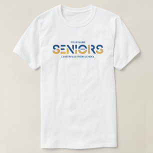 Camiseta Letras em fatias de Mais velho de duas cores azuis