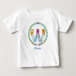 Camiseta Letras Flores Iniciais "W" com Nome Personalizado