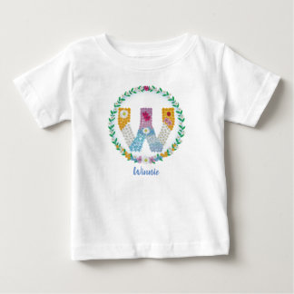 Camiseta Letras Flores Iniciais "W" com Nome Personalizado