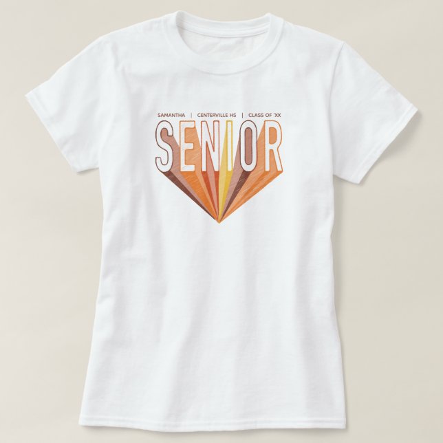 Camiseta Letras Radiantes do Mais velho de Esquema do Lápis (Frente do Design)
