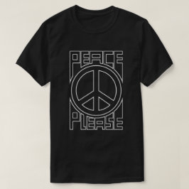 Camiseta Letreiro de Contorno Branco Paz, Por Favor