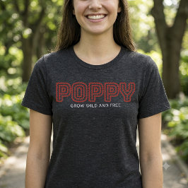 Camiseta Letreiro de Contorno de Flores de Papoula Cresça S