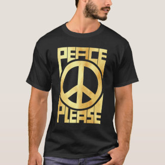 Camiseta Letreiro Dourado Suave Paz, Por Favor