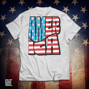 Camiseta Letreiro Ousado da Bandeira dos EUA Orgulho Americ