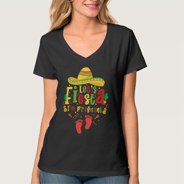 Camiseta Let's fiesta I'm pregnant Pregnancy Announcement N (Frente)