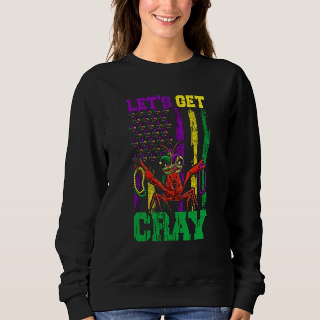Camiseta Let's Get Clay Crawfish Beads Mardi Gras Flag (Frente)