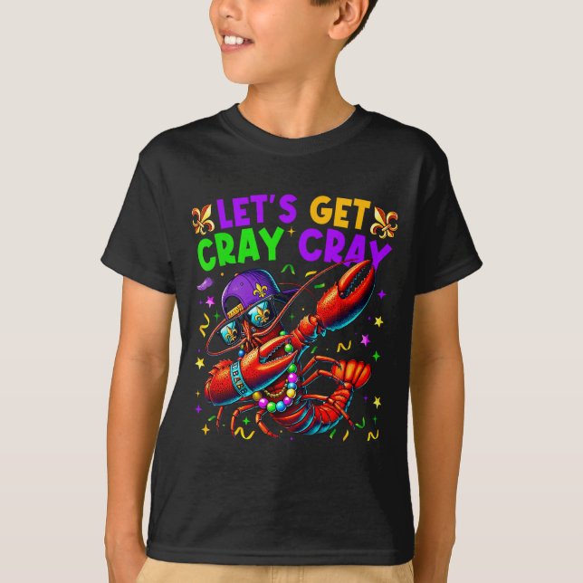 Camiseta Let's Get Cray Cray Mardi Gras Dabbing Crawfish Bo (Frente)