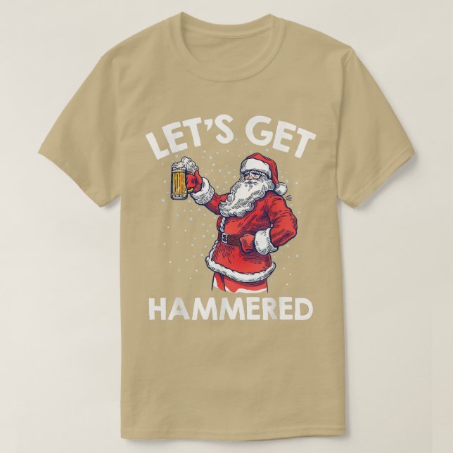 Camiseta Let's Get Drunk Beer Drinking Santa Claus Funny Ch (Frente do Design)