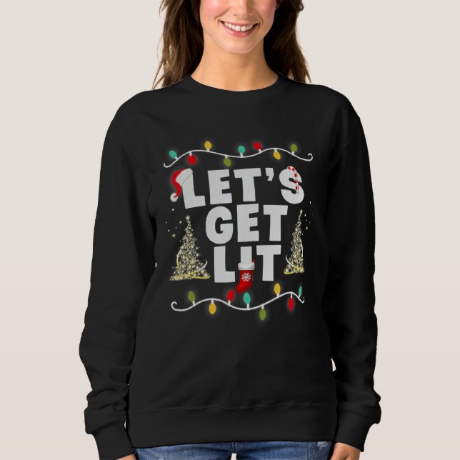 Camiseta Let's Get Lit  Christmas Drinking  Xmas Lights (Frente)