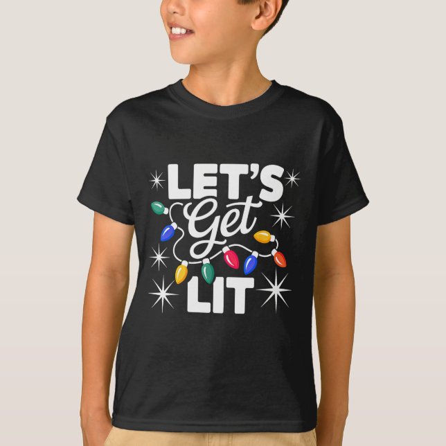 Camiseta Let's Get Lit Christmas Lights  (Frente)
