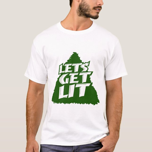 Camiseta "Let's Get Lit" Funny Christmas Tree Holiday Party (Frente)