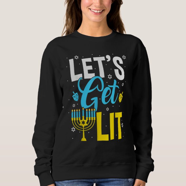 Camiseta Let's Get Lit Menorah Hanukkah Jewish (Frente)