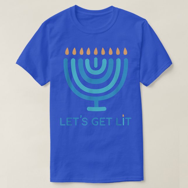 Camiseta Let's Get Lit Menorah Jewish - Funny Ugly Hanukkah (Frente do Design)