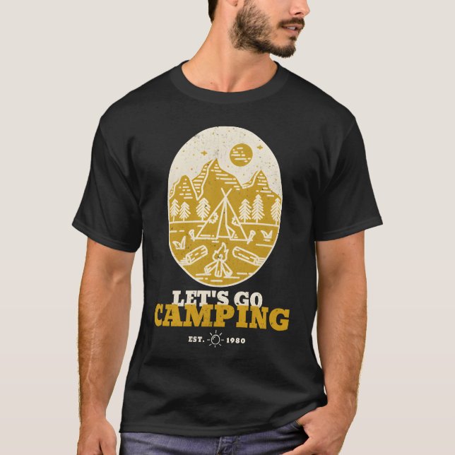 Camiseta Lets Go Camping Adventureee retro (Frente)