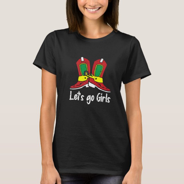 Camiseta Lets Go Girls Christmas Pajama Cool Western Cowgir (Frente)