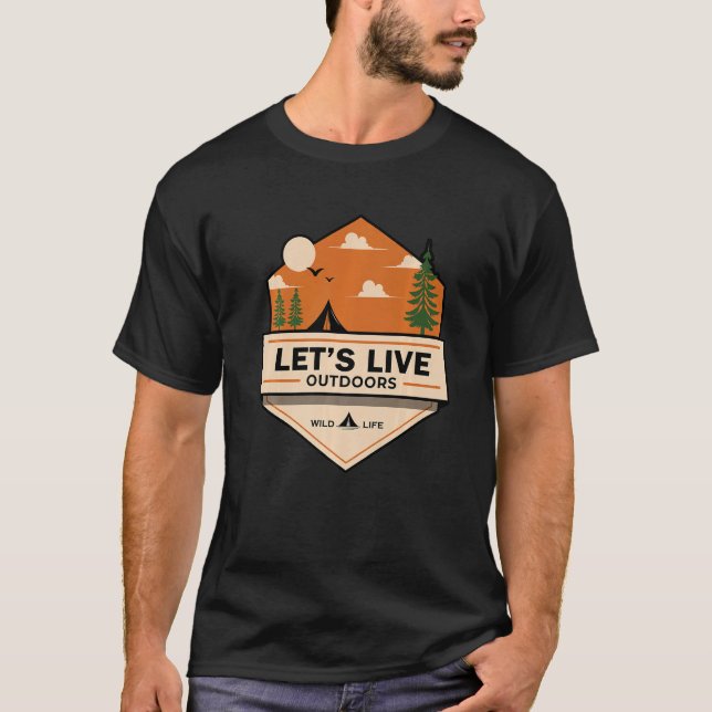 Camiseta Let's Live Adventure Outdoors Wanderlust Traveler  (Frente)