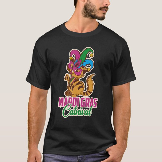 Camiseta Let's Mardi gras y'all carnival cat mask catrival (Frente)