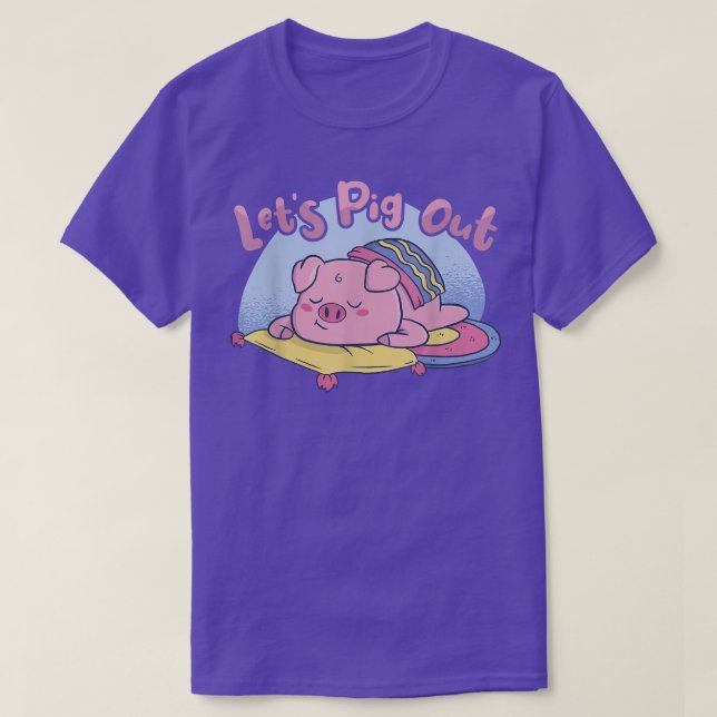 Camiseta Let's Pig Out BBQ Pig Roast Barbecue  (Frente do Design)