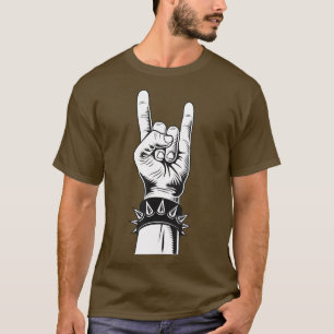 Camiseta Lets Rock Devil Salue French Fries Forry Metalhand