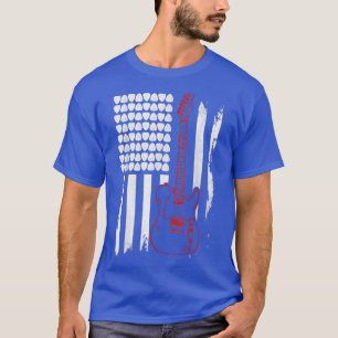Camiseta Lets Rock n Roll Guitar Retro USA Flag Music2