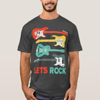 Camiseta Lets Rock n Roll Guitar Vintage Música Retro