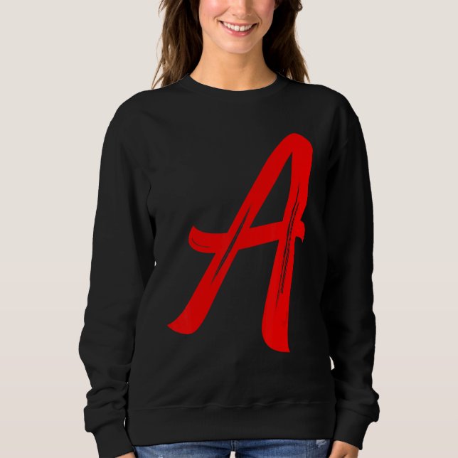 Camiseta Letter A Alphabet Large Red Graphic Initial (Frente)