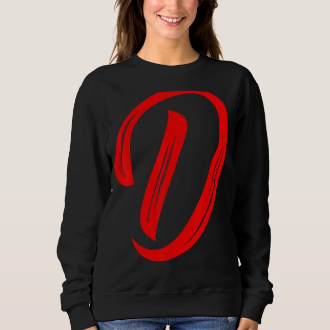 Camiseta Letter D Alphabet Large Red Graphic Initial (Frente)