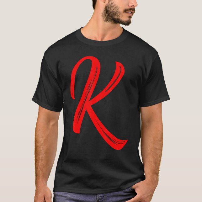 Camiseta Letter K Alphabet Large Red Graphic Initial (Frente)