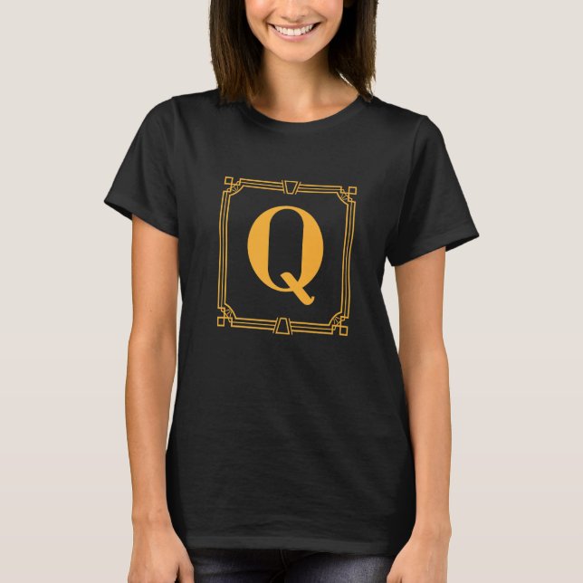 Camiseta Letter Q Monogram Alphabet Q Initial Geometric Dec (Frente)