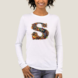 Camiseta Letter S Thanksgiving turkey style gift