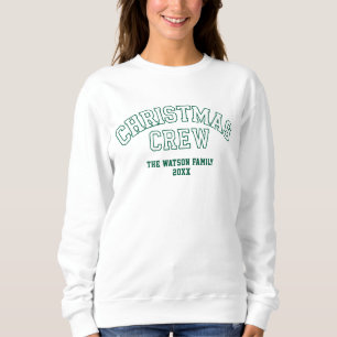 Camiseta Letterman Christmas Crew Collegiate Family Name