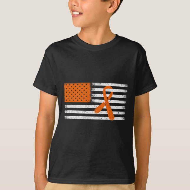 Camiseta Leucemia De Bandeira E Família De Fitas De Esclero (Frente)