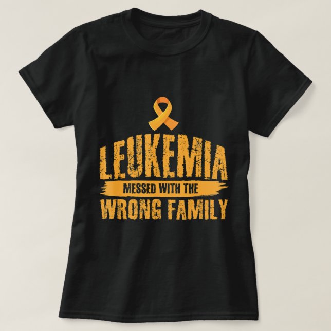Camiseta Leucemia Mensada Com Leucemia De Suporte Familiar  (Frente do Design)