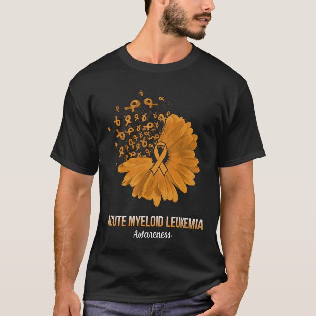Camiseta Leucemia Mieloide Aguda Consciência Laranja Flo de (Frente)