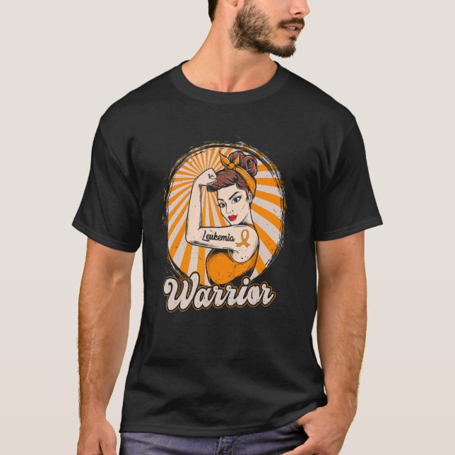 Camiseta Leucemia Mulher Guerreira Laranja Leucemia A (Frente)