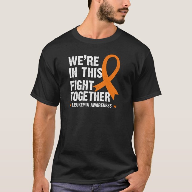 Camiseta Leucemia Sensibilização Luta Juntos Fita Laranja (Frente)