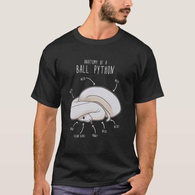 Camiseta Leucista Ball Python Anatomia White Cobra Engraçad (Frente)