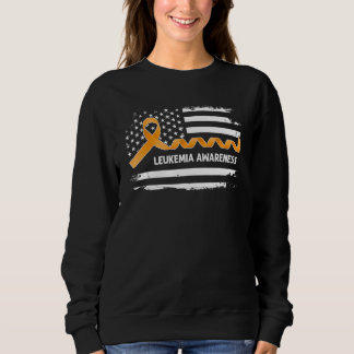 Camiseta Leukemia Awareness American Flag   Orange Ribbon