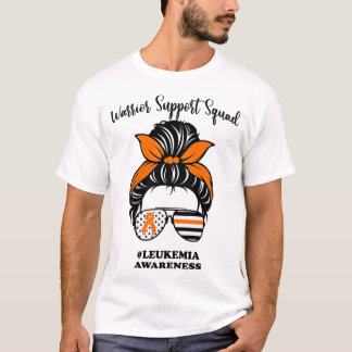 Camiseta Leukemia Awareness Warrior Support Squad Messy Bun