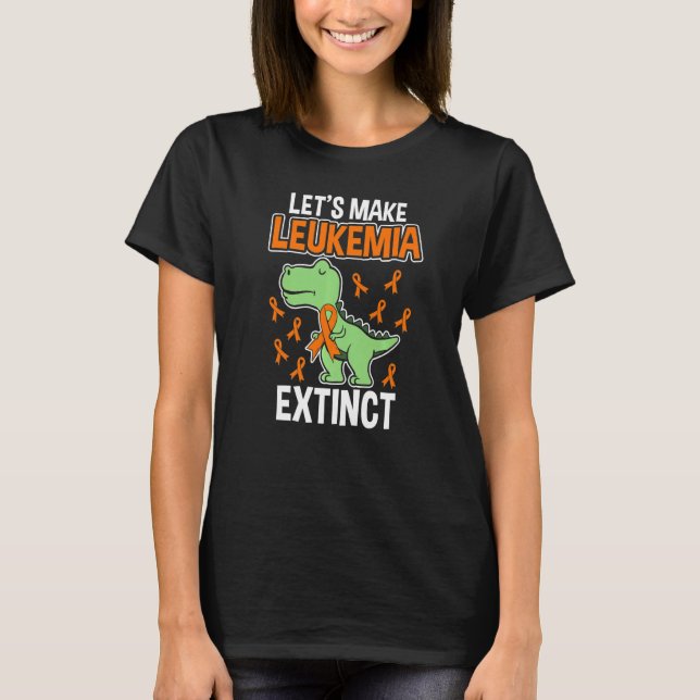 Camiseta Leukemia Dinosaur Orange Ribbon Hematologist Repti (Frente)