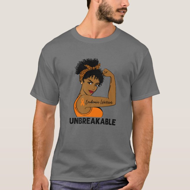 Camiseta Leukemia Warrior Strong Black Women Unbreakable Aw (Frente)