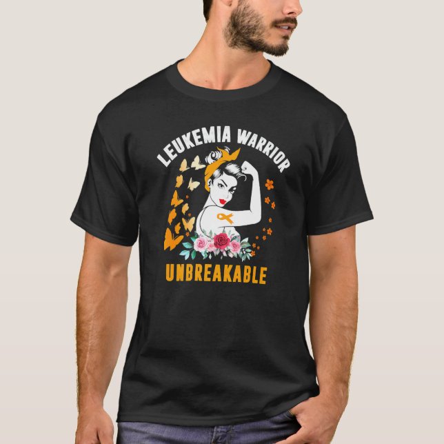 Camiseta Leukemia Warrior Unbreakable  Awareness   1 (Frente)
