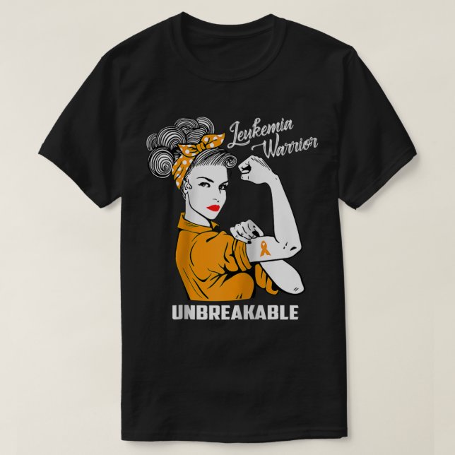 Camiseta Leukemia Warrior Unbreakable  Awareness Gift  Tee (Frente do Design)