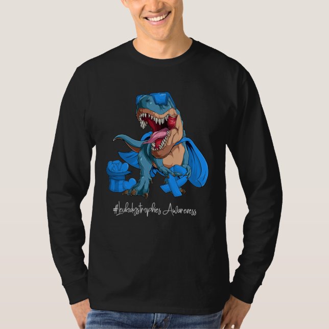Camiseta Leukodystrophies Awareness Month Blue Ribbon Trex (Frente)