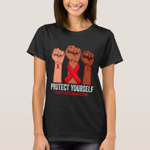 Camiseta Levando Mão Proteja-se Você Conscientização Hivaid